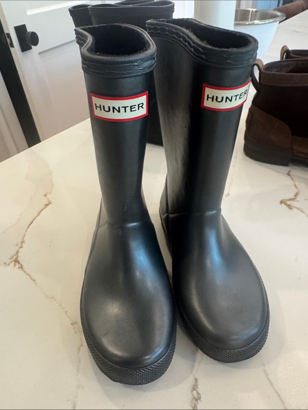 Hunter charcoal Mid-Calf Rain Boots with Logo kids size 10